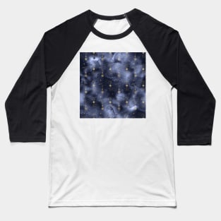 Golden Sun Moon Star on String Hand Navy Blue Baseball T-Shirt